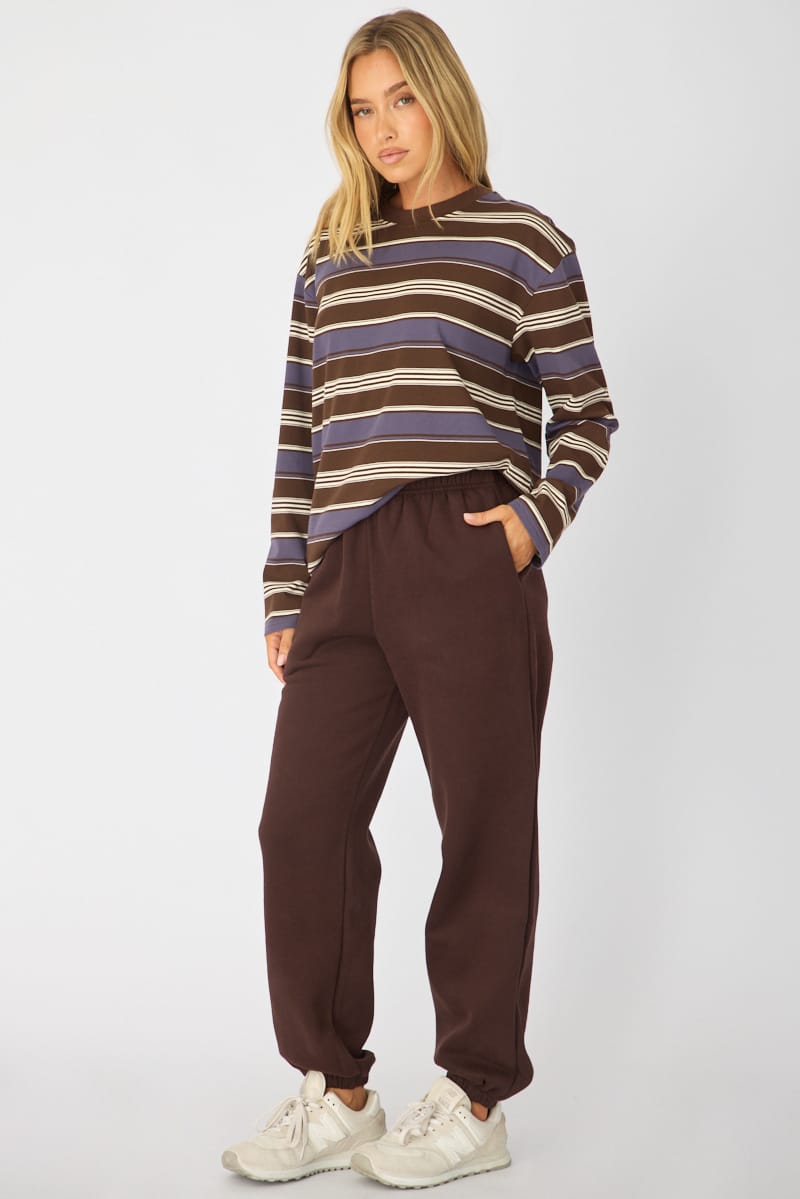 Brown Track Pants Elasticated Waist